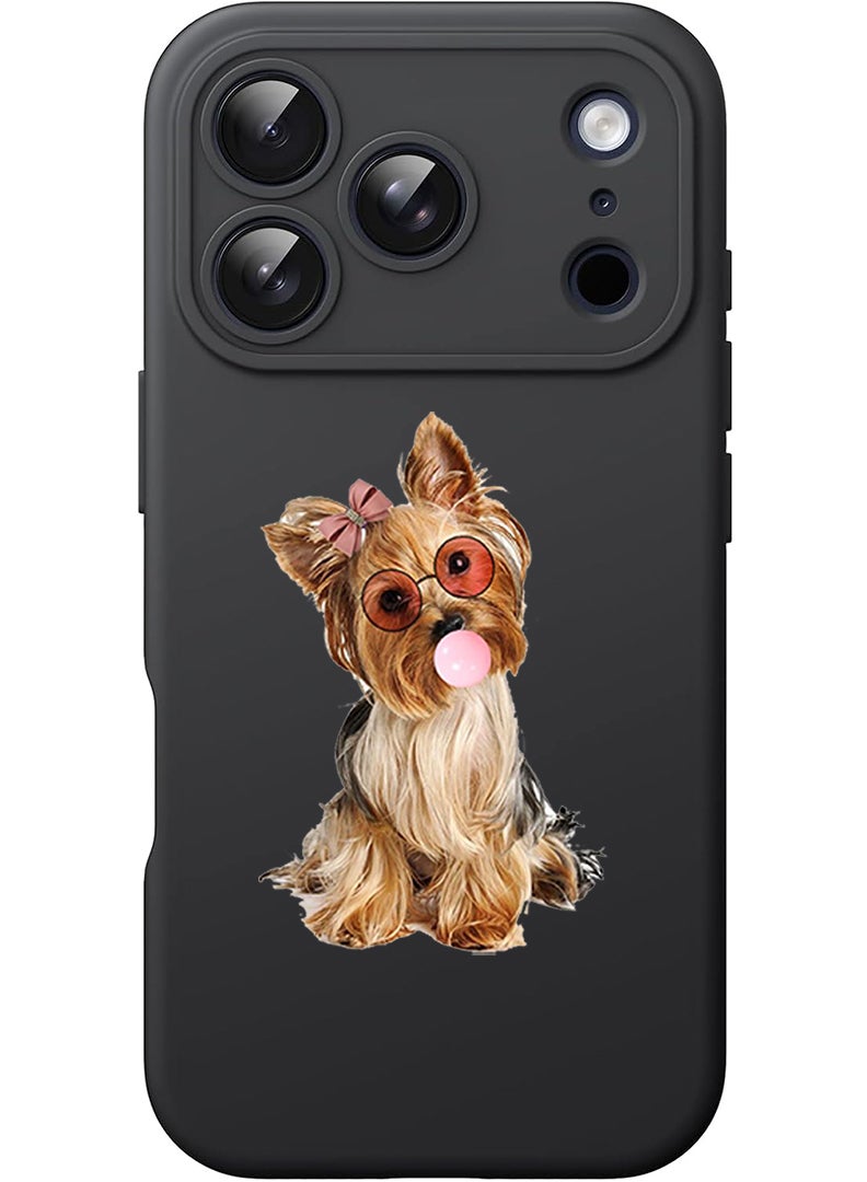 Theodor Protective Slim Fit Case Liquid Silicone Cover with Full Body Protection Anti-Scratch Shockproof Case For Apple iPhone 17 Pro (Black) Dog with bubble - Image 1