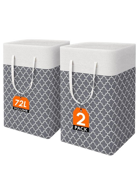 2 Pack Laundry Basket, Collapsible Laundry Bag with Easy Carry Handles, Freestanding Laundry Hamper for Clothes, Blankets, Cushions
