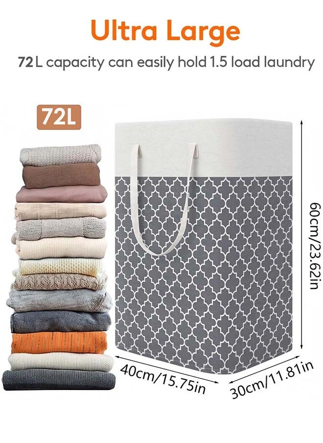 2 Pack Laundry Basket, Collapsible Laundry Bag with Easy Carry Handles, Freestanding Laundry Hamper for Clothes, Blankets, Cushions