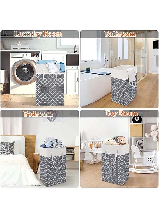 2 Pack Laundry Basket, Collapsible Laundry Bag with Easy Carry Handles, Freestanding Laundry Hamper for Clothes, Blankets, Cushions