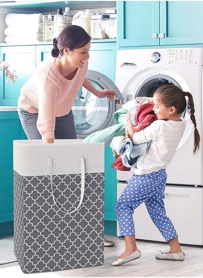2 Pack Laundry Basket, Collapsible Laundry Bag with Easy Carry Handles, Freestanding Laundry Hamper for Clothes, Blankets, Cushions