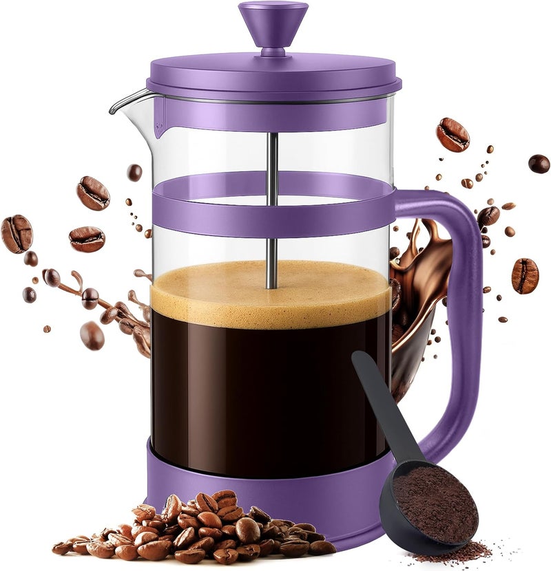 Utopia Kitchen 34 Ounce 1 Liter French Press Coffee Maker, Tea Maker, Travel Coffee Presses, Heat Resistant Thickened Borosilicate Coffee Pot for Camping Travel Gifts, Plum Pack of 1 - Image 1