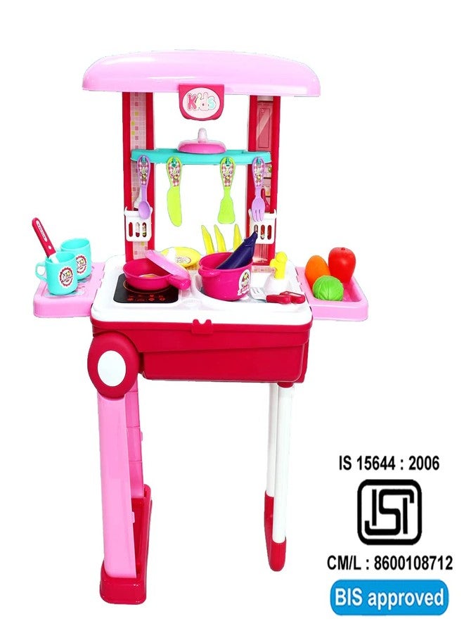Wembley Kitchen Set for Kids Girl Big Size Cooking Set Toys Trolley - BIS Approved - Made in India - Image 2