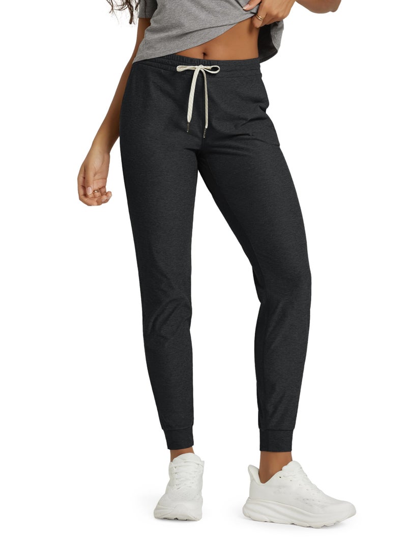 ODODOS Women's Performance Joggers - Ultra Soft odSTRATUM Tech Sweatpants - 25" Mid Rise Cropped Pants with Pockets, Black Heather, Medium - Image 1