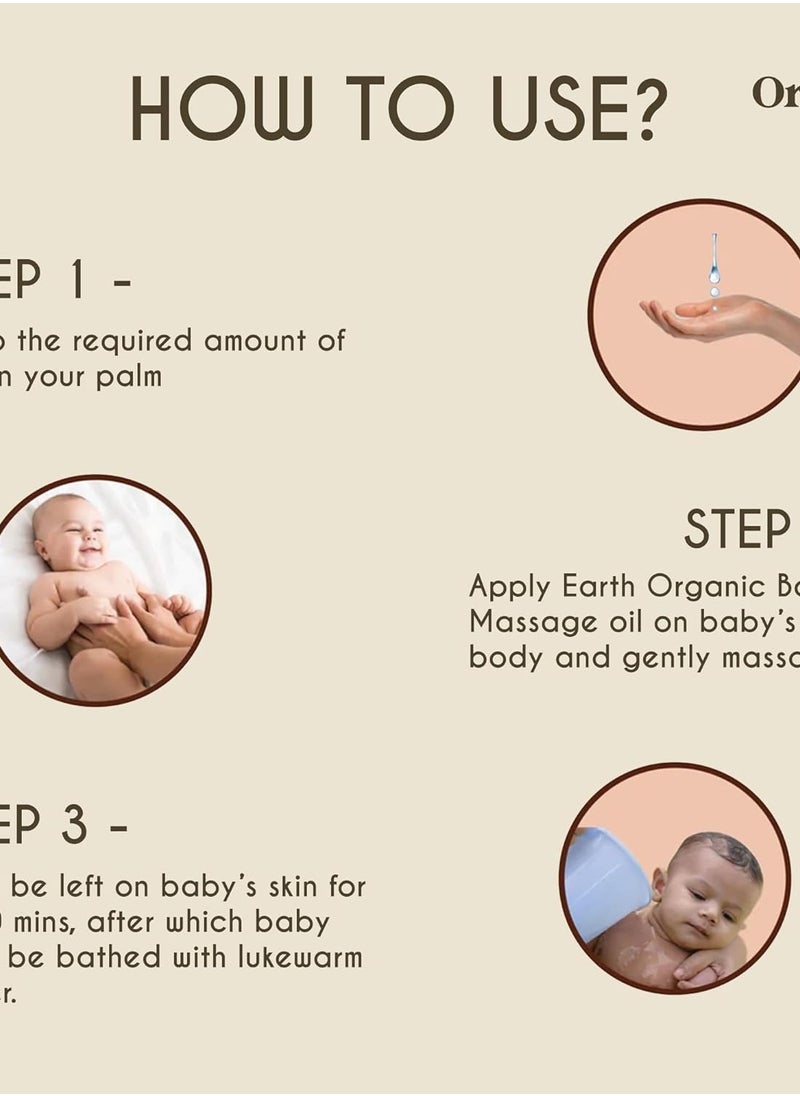 Earth Organic Baby Massage Oil by EARTH ORGANIC | Baby Oil | Coconut Oil | Baby Oil Massage | Baby Body Massage Oil | Massage Oil for Baby | Ayurvedic Cold Pressed Baby...  - Image 3
