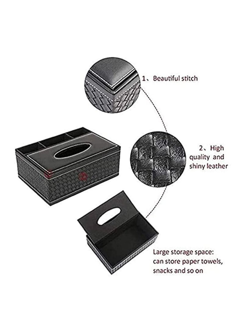 PU Leather Tissue Box Holder Multi-Functional Rectangular Remote Control Organizer Home Decorative Tissue Holder for Home Bathroom Office Car Restaurant - Image 4