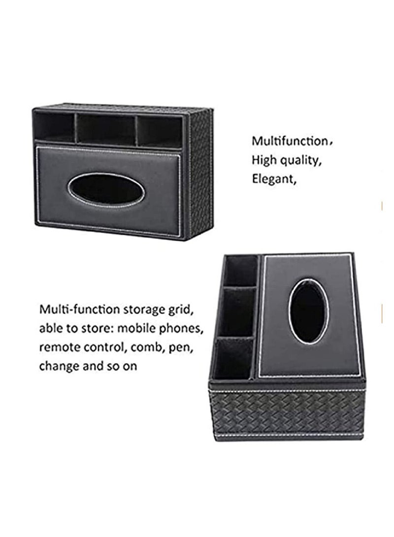 PU Leather Tissue Box Holder Multi-Functional Rectangular Remote Control Organizer Home Decorative Tissue Holder for Home Bathroom Office Car Restaurant - Image 5