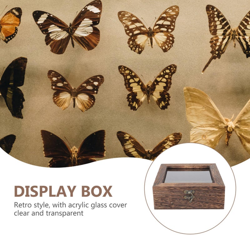 Clear Top Wood Glass Jewelry Display Case Box Collection Tray 15x15cm - Image 4