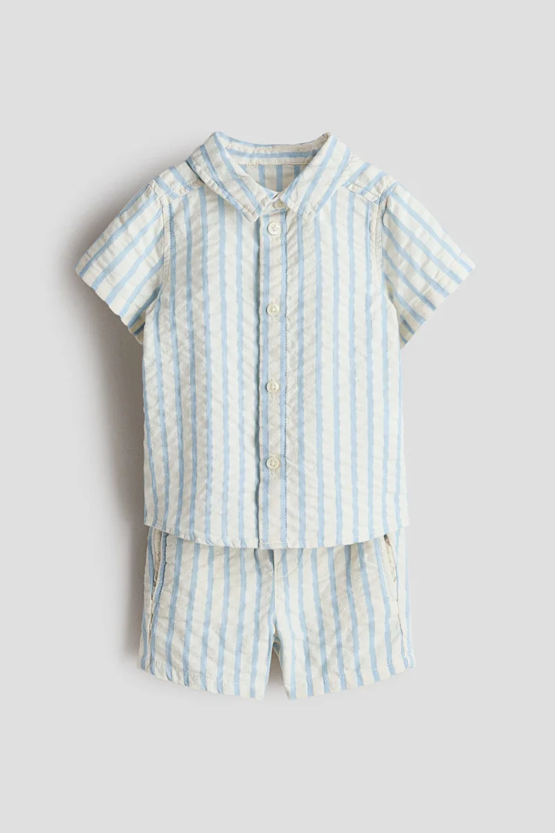 اتش اند ام طقم من القطن المضلع - عبوة من قطعتين