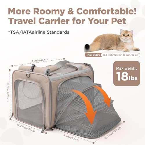 PATAZONE Small Dogs Carrier Airline Approved Soft Cat Carriers Stylish Expandable Pets Carriers Puppies Kitties CageVentilatedRabbit Bunny Small Animals Travel Outdoor Khaki Color - Image 3