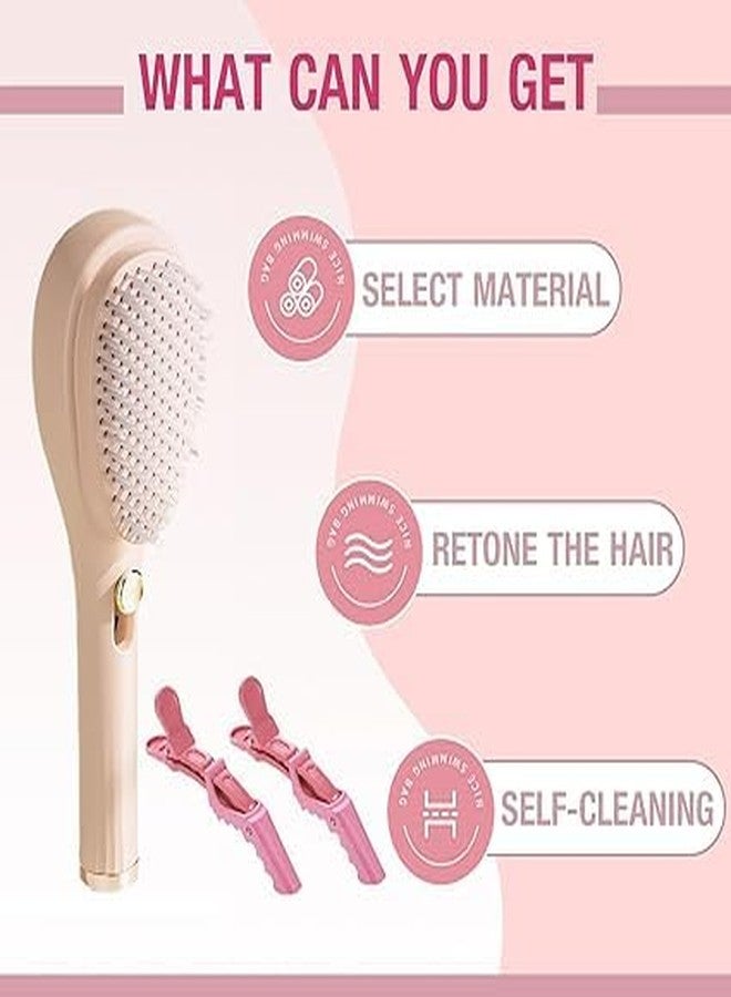 ARUP فرشاة شعر جديدة كبيرة الحجم ذاتية التنظيف من ARUP، مشط 2 في 1، مشط تنظيف بضغطة واحدة، مشط تدليك مضاد للكهرباء الساكنة، مشط شعر فريد (متعدد الألوان) - Image 2