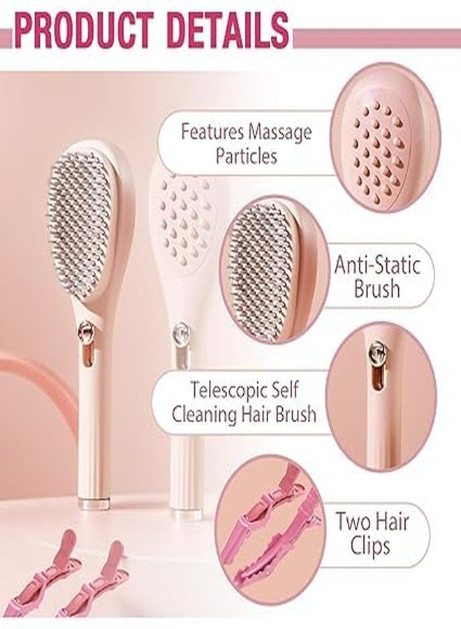 ARUP فرشاة شعر جديدة كبيرة الحجم ذاتية التنظيف من ARUP، مشط 2 في 1، مشط تنظيف بضغطة واحدة، مشط تدليك مضاد للكهرباء الساكنة، مشط شعر فريد (متعدد الألوان) - Image 3