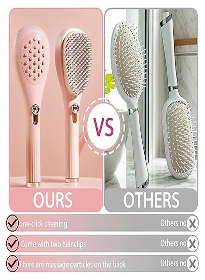 ARUP فرشاة شعر جديدة كبيرة الحجم ذاتية التنظيف من ARUP، مشط 2 في 1، مشط تنظيف بضغطة واحدة، مشط تدليك مضاد للكهرباء الساكنة، مشط شعر فريد (متعدد الألوان) - Image 4