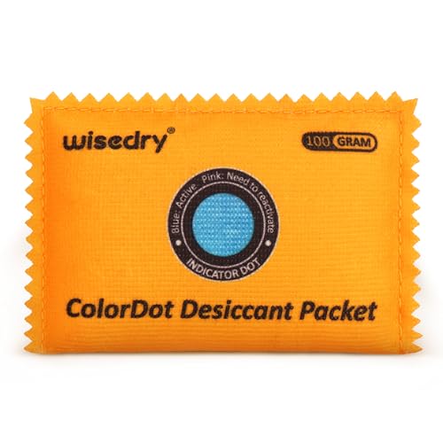wisedry 100g Rechargeable Color-Indicating Desiccant Packs for Storage, Reusable Silica Gel Desiccant Packets, Moisture Absorbing Packs for Storage Bins, Safes, 3D Filaments, Closet, Electronics - Image 1