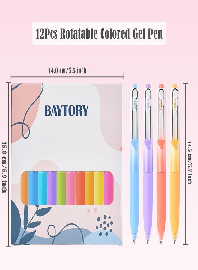 BAYTORY 12Pcs Colored Gel Pens, 0.5mm Fine Point Assorted Pen, Smooth Writing Multicolored Ink Pen, Journaling Note Taking with Comfortable Grip, for Bible Marking (Gradient) - Image 2