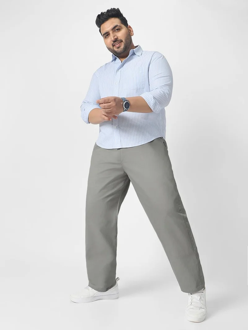 Urbano Fashion  Urbano Plus Men's Light Blue Cotton Regular Fit Casual Chinos Trousers Stretch for Men | Best Price UAE