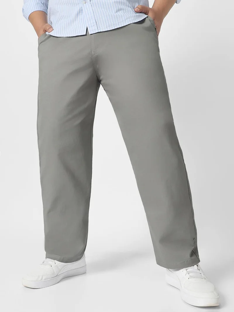 Urbano Plus Men's Light Blue Cotton Regular Fit Casual Chinos Trousers Stretch