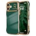 LCHULLE for iPhone 17 Case for Women Girls Cute Wave Frame Curly Shape with Love Heart Pattern Raised Camera Protection Cover Luxury Plating Shockproof Phone Case for iPhone 17 Dark Green - Image 2