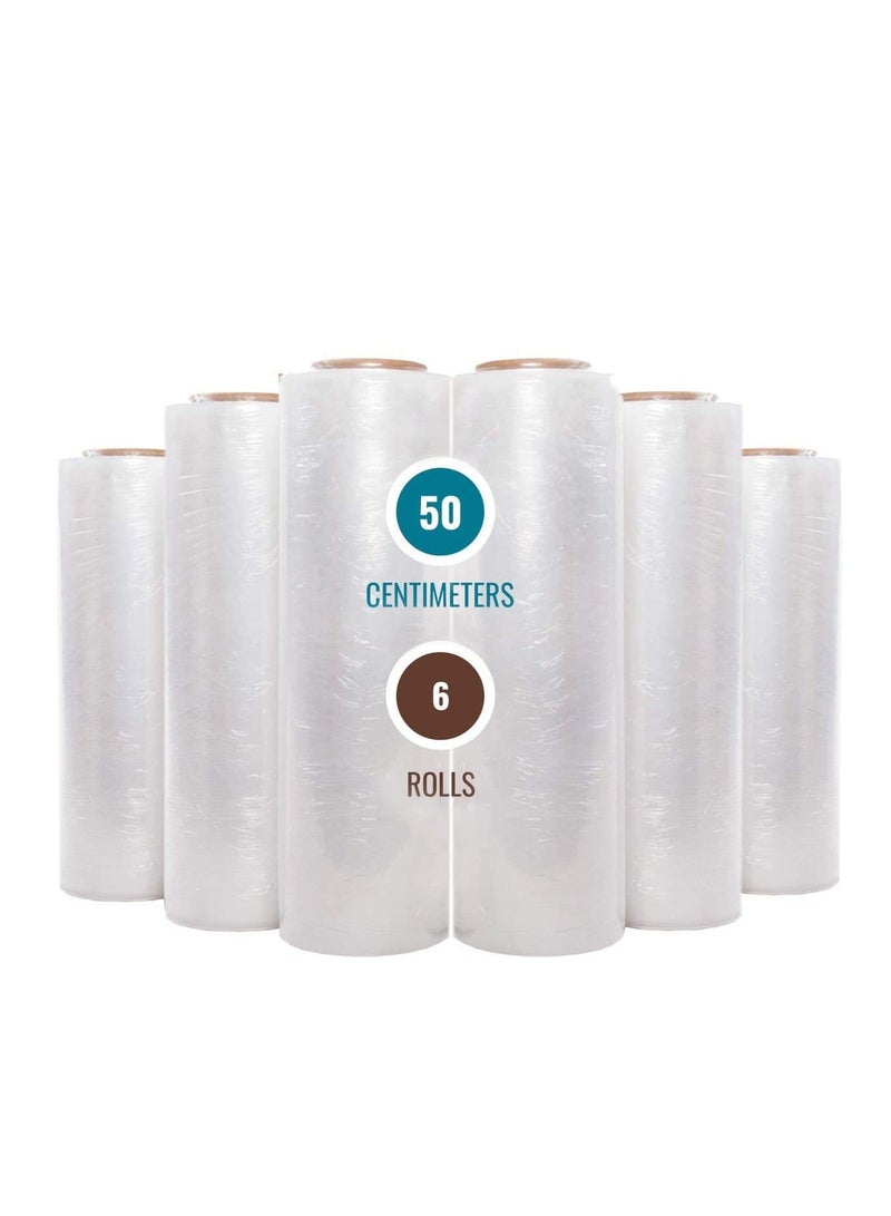 MARKQ [6 لفات] فيلم لاصق شفاف - 500 مم غلاف بلاستيكي ثقيل للتغليف، التعبئة، النقل والتغليف - غلاف لاصق - Image 1