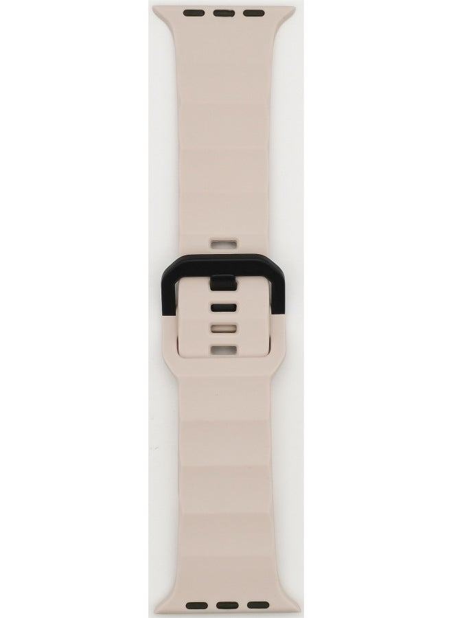 Silicone Sport Watchband Suitable For Apple Watch Ultra Iron Buckle Wave Design Fashionable Strap For Men And Women-Color:Silty Sand - Image 1