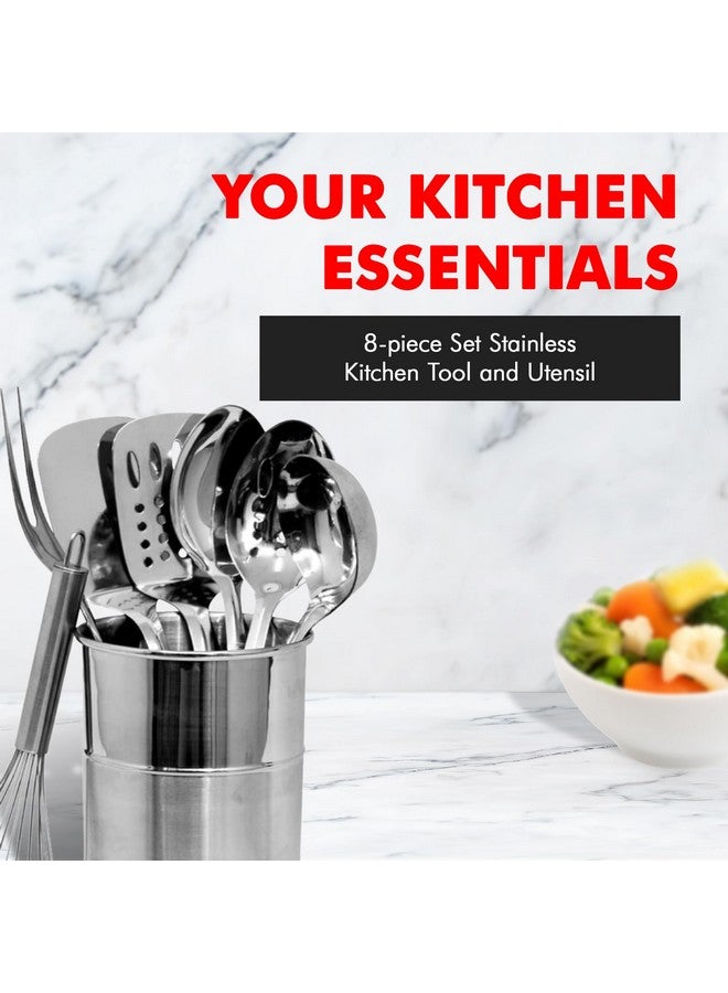 شيف كرافت - مجموعة أدوات مطبخ من الفولاذ المقاوم للصدأ مكونة من 8 قطع مع حامل أدوات - Image 2