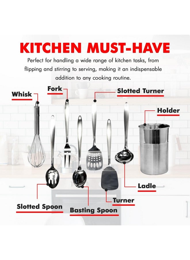 شيف كرافت - مجموعة أدوات مطبخ من الفولاذ المقاوم للصدأ مكونة من 8 قطع مع حامل أدوات - Image 4