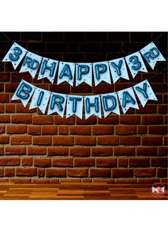 WOBBOX WOBBOX Third Birthday Photo Booth Party Props Blue for Baby Boy with 3rd Birthday Bunting Banner for Baby Boy in Blue, 3rd Birthday Decorations for Boys, Kids Birthday Party Decoration Items  - Image 4