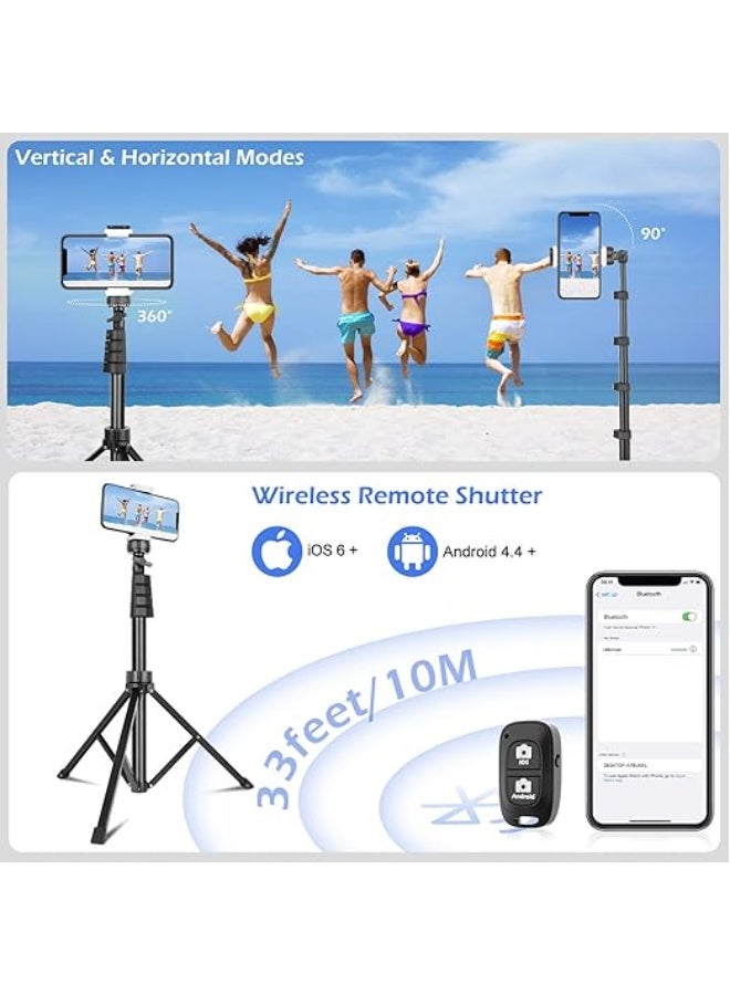 67" Extendable Phone Tripod & Selfie Stick with Wireless Remote – Adjustable Stand Compatible with All Phones and Cameras - Image 2