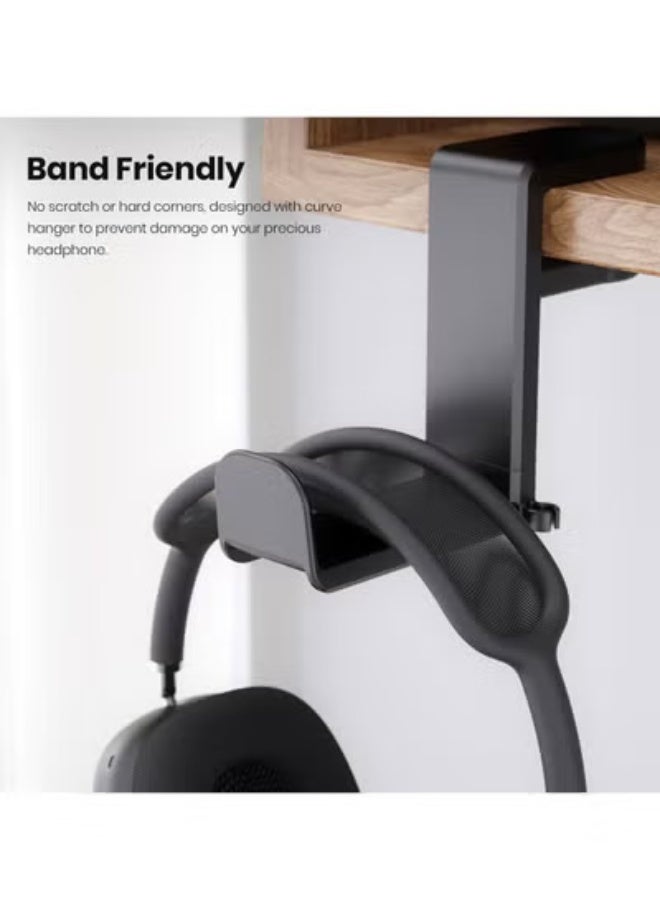 Peachjoy PC Gaming Headset Headphone Hook Holder Hanger Mount, Headphones Stand with Adjustable & Rotating Arm Clamp, Built in Cable Clip Organizer - Image 1