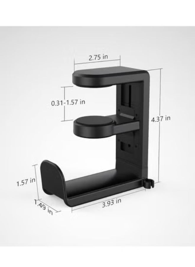 Peachjoy PC Gaming Headset Headphone Hook Holder Hanger Mount, Headphones Stand with Adjustable & Rotating Arm Clamp, Built in Cable Clip Organizer - Image 4