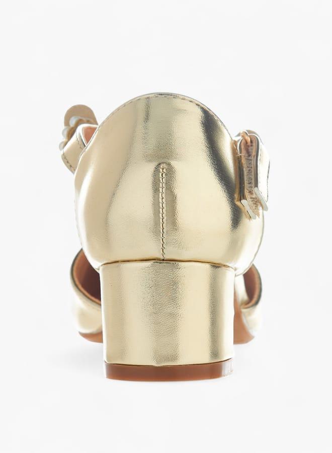 Flora Bella By Shoexpress Girls Floral Embellished Heel Shoes With Hook And Loop Closure Ramadan Collection - Image 5