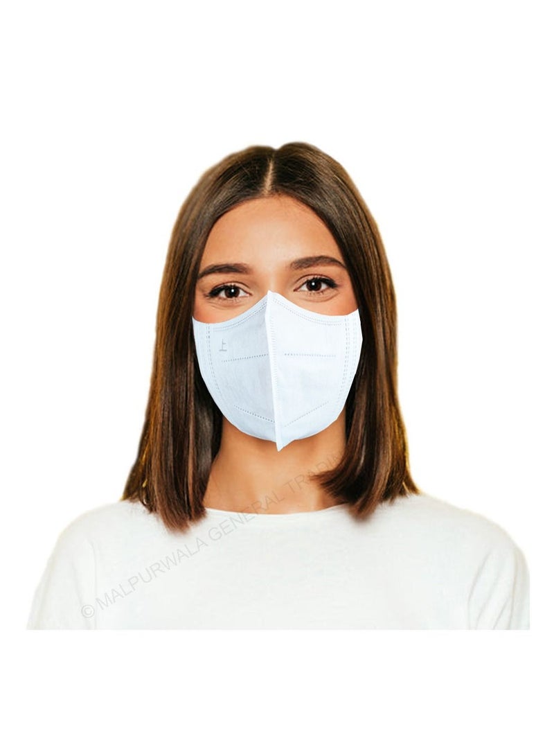MALPURWALA 3D Protective High Quality Face Mask for Adults (50pcs) (Pure White) - Image 1