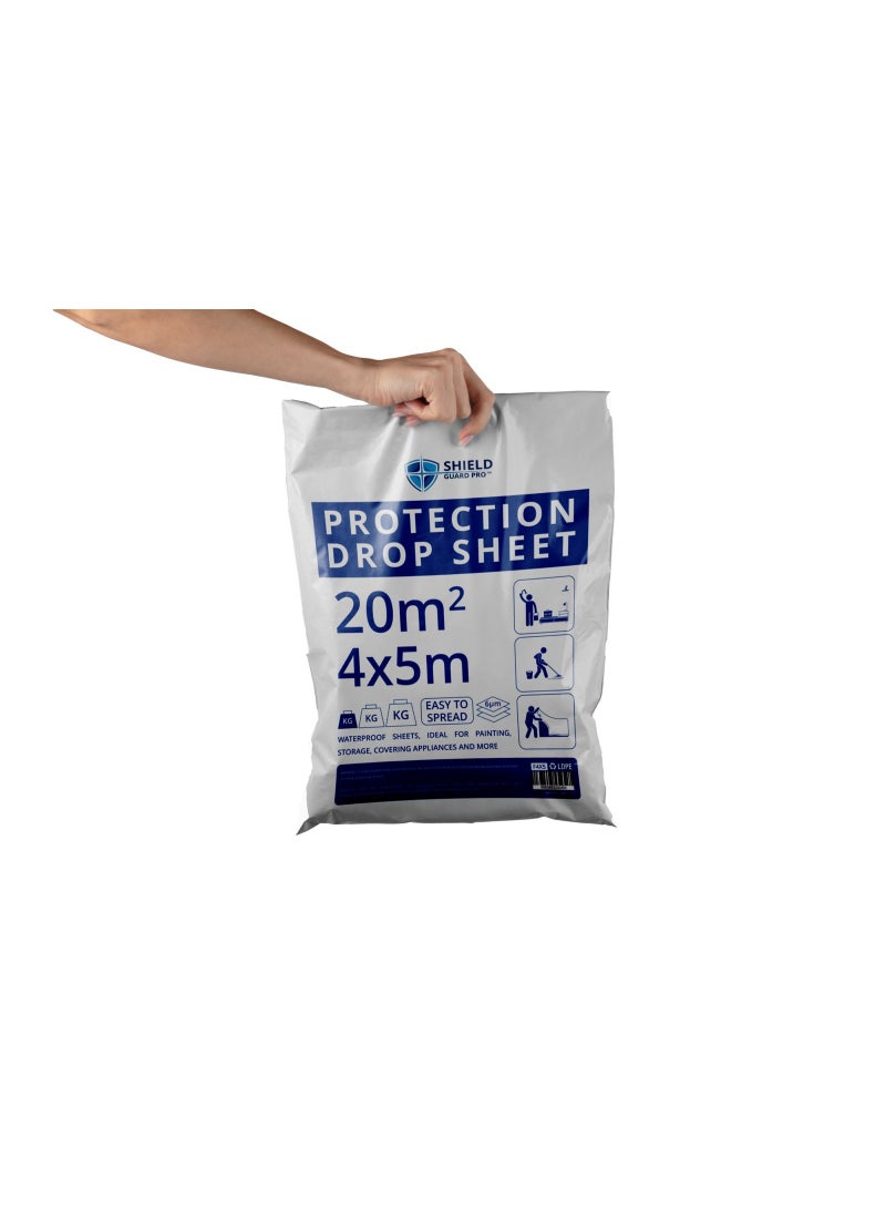Shield Guard Pro Plastic Drop Cloths Sheet 4 x 5m (6µm,20m²) – Waterproof, Anti-Dust Furniture & Floor Protection Cover | Disposable Tarp for Painting and Construction - Image 4