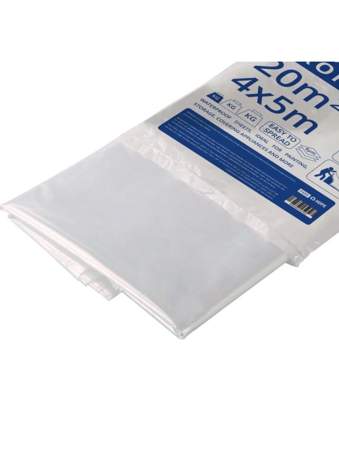 Shield Guard Pro Plastic Drop Cloths Sheet 4 x 5m (6µm,20m²) – Waterproof, Anti-Dust Furniture & Floor Protection Cover | Disposable Tarp for Painting and Construction - Image 3