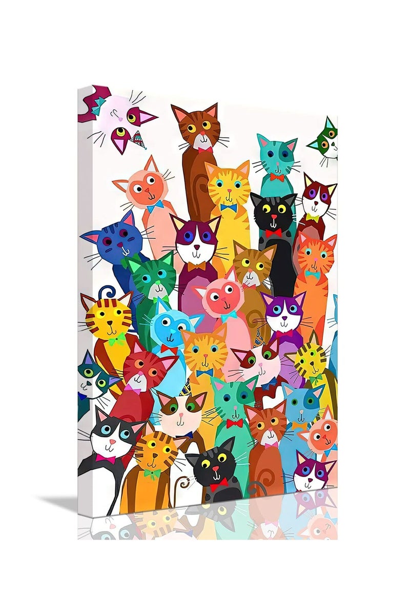 Riveda Colorful Cat Wall Art - Image 1