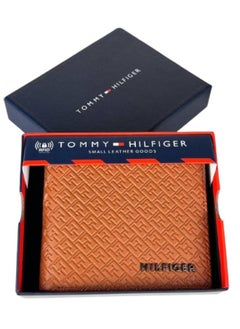 wallets TOMMY SINGLE WALLET W TH LOGO HARD PATTERN INSIDE LEATHER LOWER /BROWN