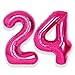 SUWEN 40 Inch Large Hot Pink 24 Number Balloons Big Foil Helium Number Balloons 09 Jumbo Happy 24th Mylar Birthday Party Decorations for Women 42 Anniversary Party Supplies - Image 2