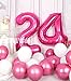 SUWEN 40 Inch Large Hot Pink 24 Number Balloons Big Foil Helium Number Balloons 09 Jumbo Happy 24th Mylar Birthday Party Decorations for Women 42 Anniversary Party Supplies - Image 4