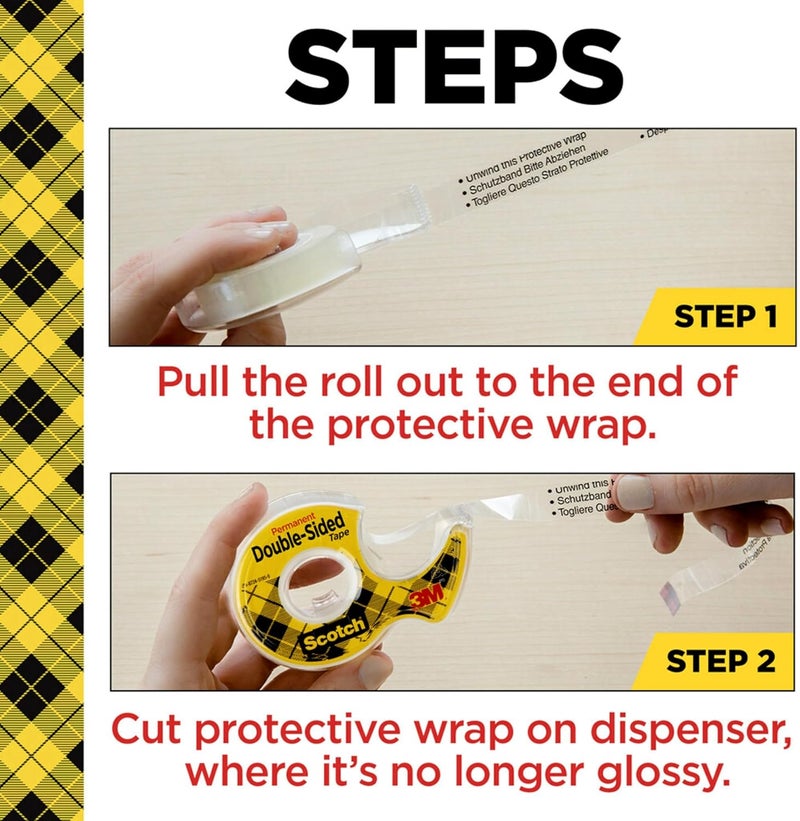 Scotch Double Sided Tape, Permanent, 1/2 in x 400 in, 2 Dispensers/Pack - Image 4