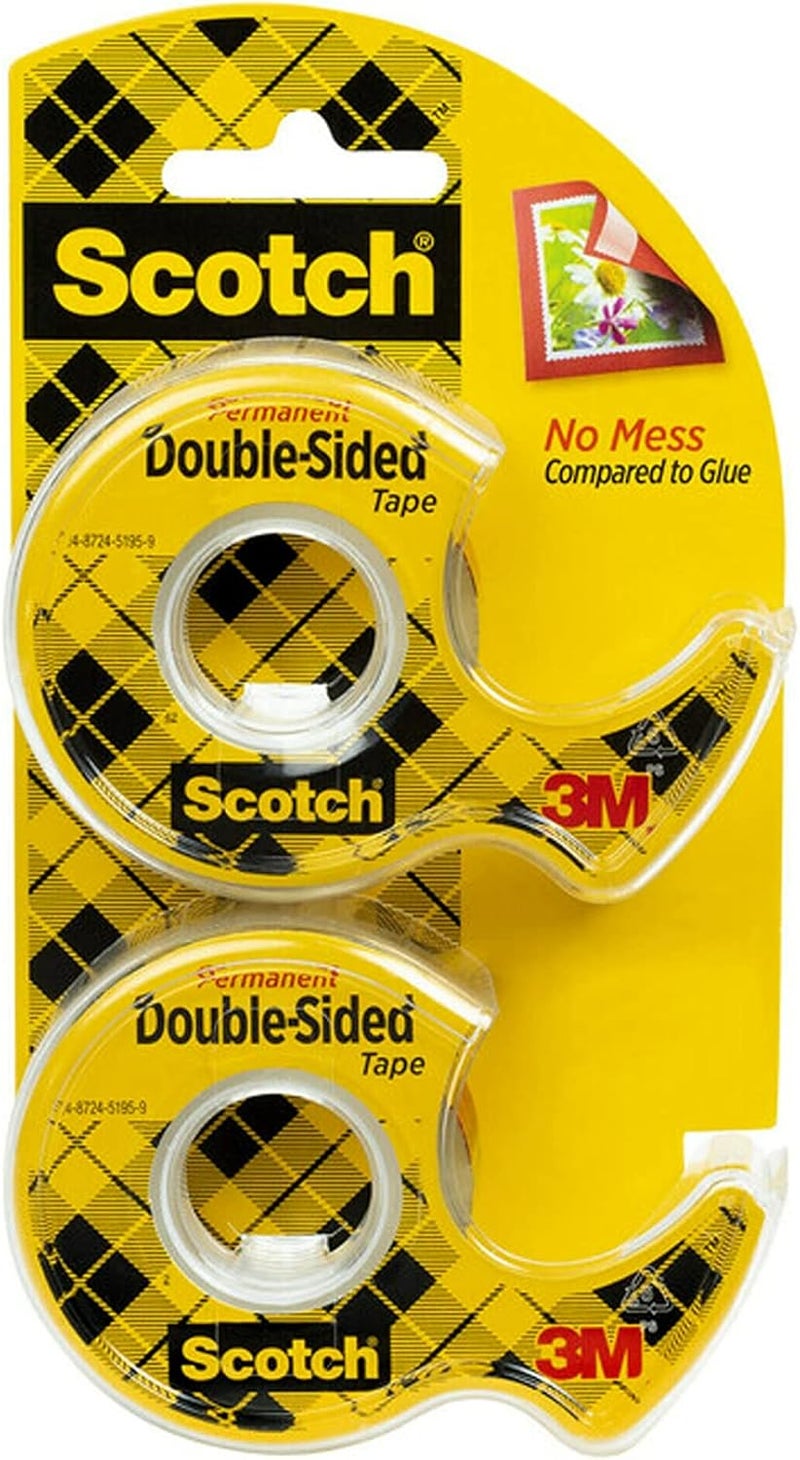 Scotch Double Sided Tape, Permanent, 1/2 in x 400 in, 2 Dispensers/Pack - Image 1