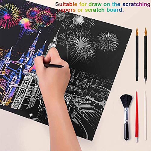 EGOSKY Scratch Tools, Scratch Color Pen Dual Tip Scratch Coloring Stylus Paper Art Set for for Adult Kids Painting Art 14 PCS - Image 4