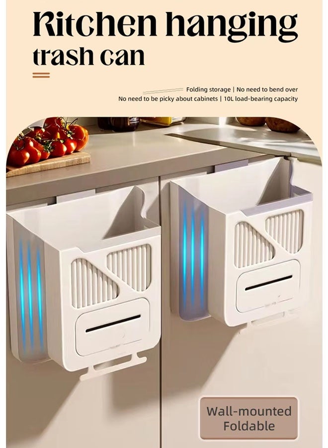 سلة مهملات المطبخ، سلة مهملات معلقة في المطبخ، سلة مهملات قابلة للطي مثبتة على الحائط، سلة مهملات معلقة قابلة للطي، سلة مهملات كبيرة القطر للمطبخ والحمام، أو كسلة قمامة للسيارات الترفيهية وسلّة قمامة للتخييم - Image 3
