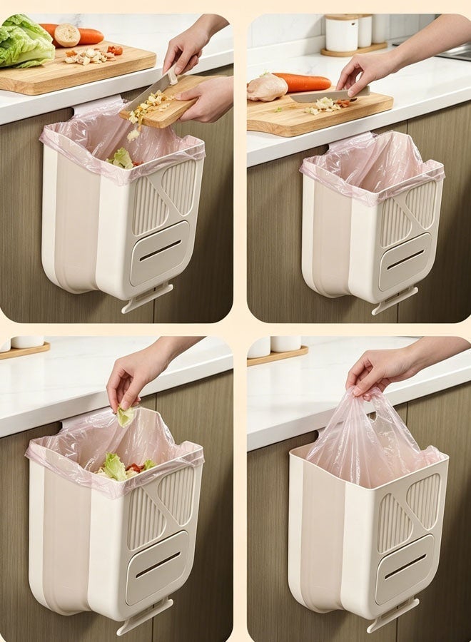 Lasola Kitchen Hanging Trash Can,Kitchen Waste Bin,Wall Mounted Garbage Kitchen Trash Can Foldable Cabinet Large-Diameter Garbage Bin for Counter Top or Under Sink Kitchen and Bathroom Rv Trash Camping Trash - Image 3