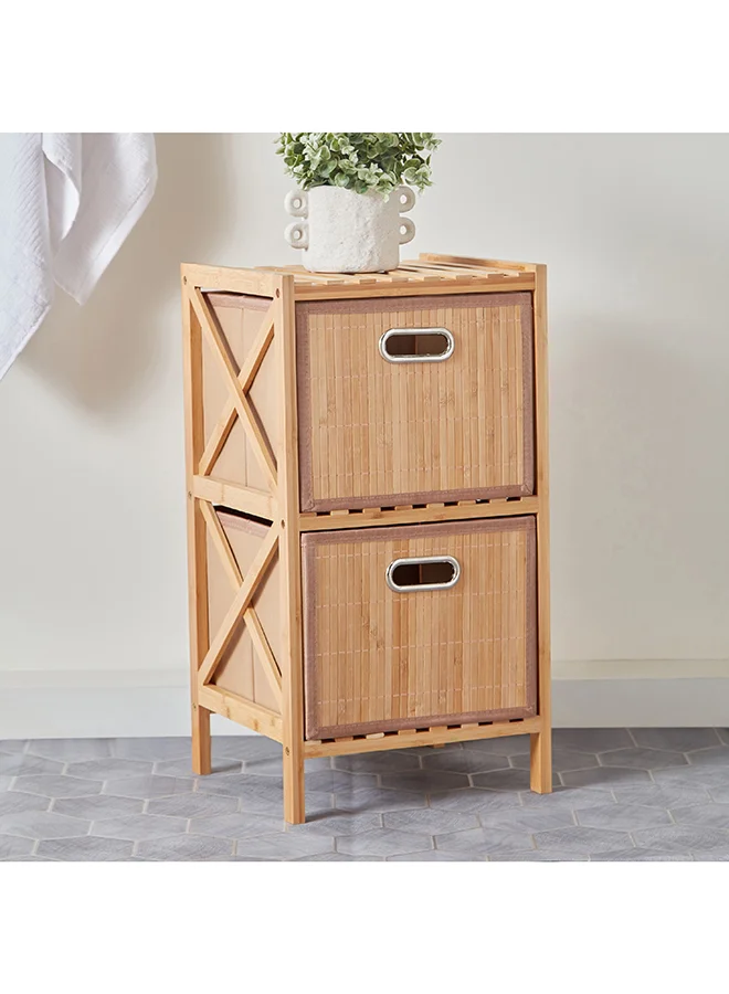 Home Box Natura Bamboo 2-Drawer Bathroom Cabinet 32 x 60 x 30 cm