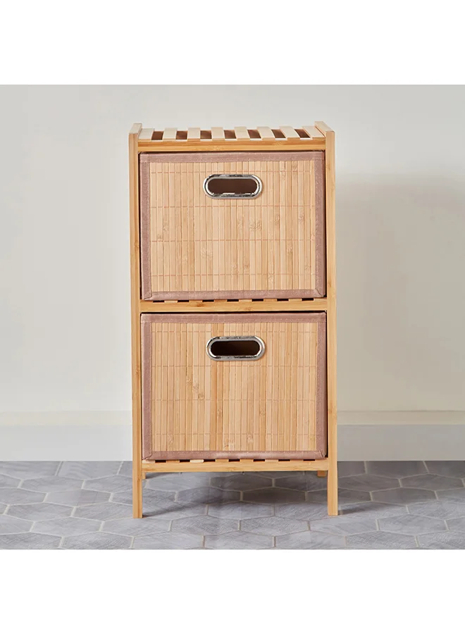 Home Box Natura Bamboo 2-Drawer Bathroom Cabinet 32 x 60 x 30 cm