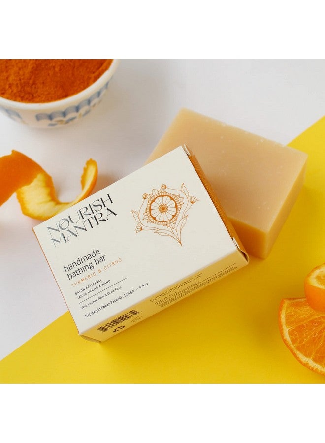 نوريش مانترا صابون استحمام مصنوع يدويًا بالكركم والحمضيات/مصنوع من مكونات طبيعية وعضوية/للرجال والنساء/يناسب جميع أنواع البشرة (125 جرام) - Image 5