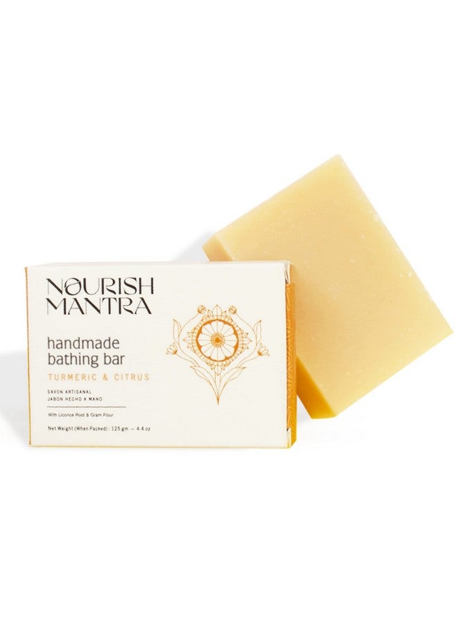 نوريش مانترا صابون استحمام مصنوع يدويًا بالكركم والحمضيات/مصنوع من مكونات طبيعية وعضوية/للرجال والنساء/يناسب جميع أنواع البشرة (125 جرام) - Image 1