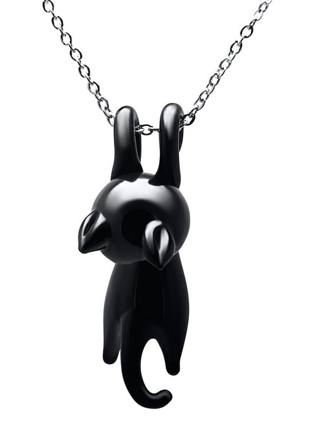 Niche-Finds Black Cat Hand Blown Glass Black Kitty Necklace And Pendant Handmade Glass Pendant - Image 1