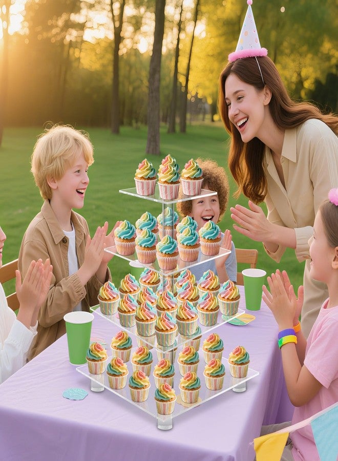 YestBuy 4 Tier Acrylic Cupcake Stand with Base, Premium Cupcake Holder, Acrylic Cupcake Tower Display Cady Bar Party Décor - Display for Pastry(4.7" Between 2 Layers)… - Image 3