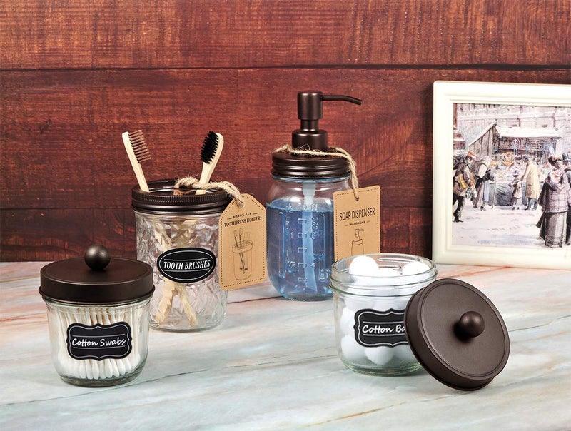 Amolliar Mason Jar Liquid Soap Dispenser Lid, Rust Proof Stainless Steel, Cute Farmhouse Decor for Kitchen, Bathroom, Bath, Refill Liquid Soap Pump for Hand Soap, Dish Soap, Lotion Soap,Bronze 2 Pack - Image 5